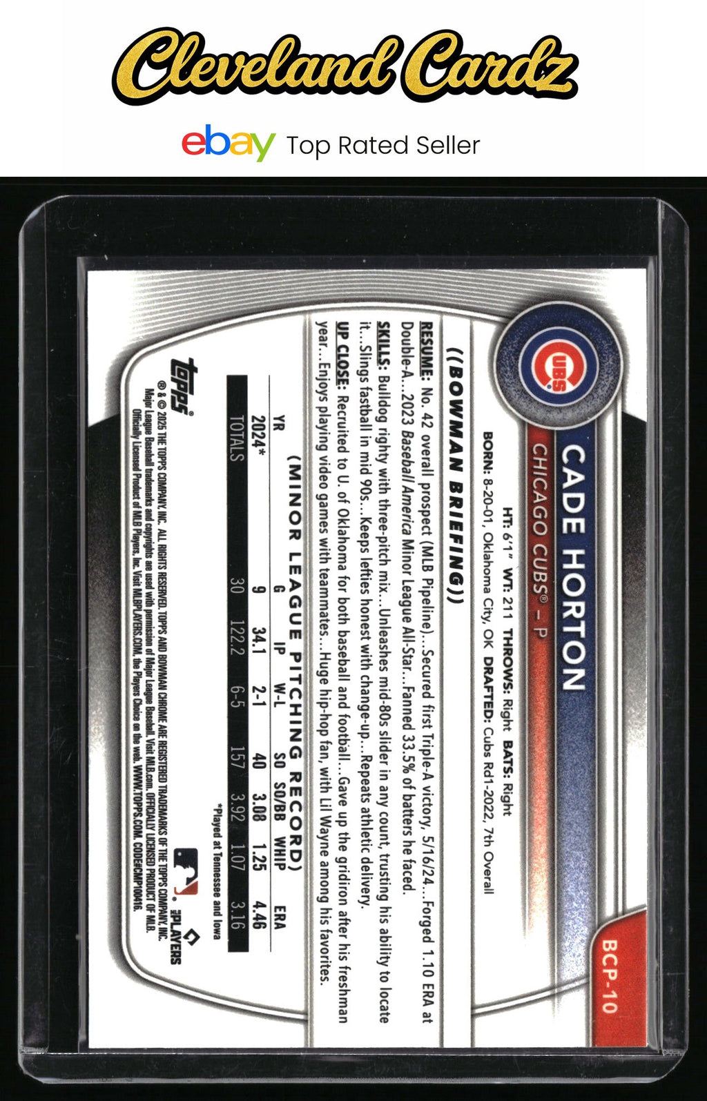 2025 Bowman #BCP-10 Cade Horton Chrome Prospects