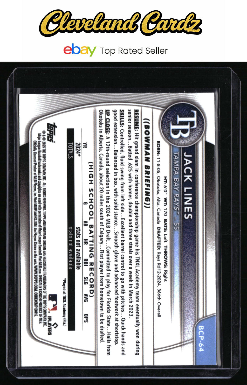 2025 Bowman #BCP-64 Jack Lines Chrome Prospects