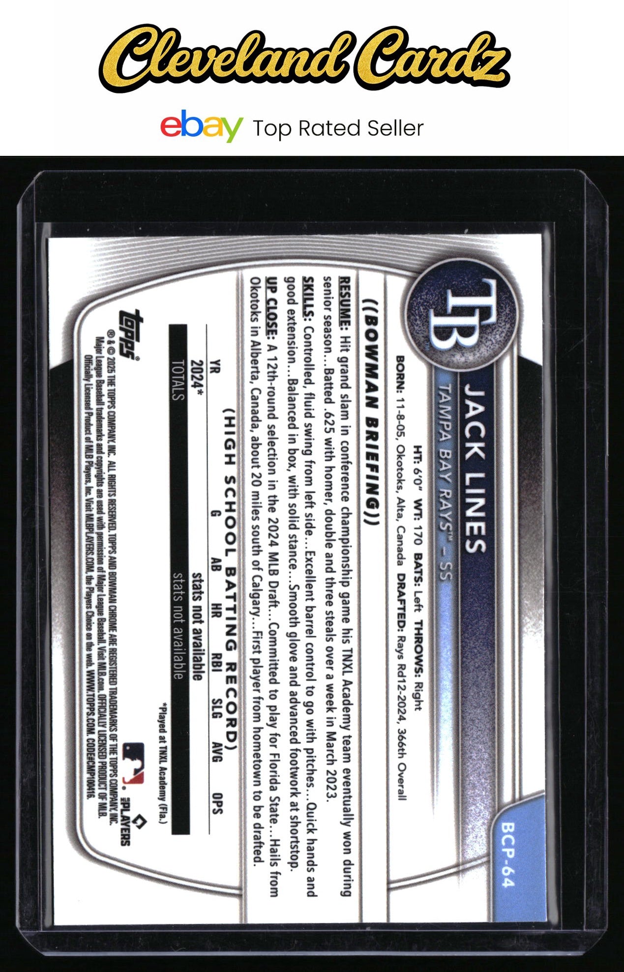 2025 Bowman #BCP-64 Jack Lines Chrome Prospects