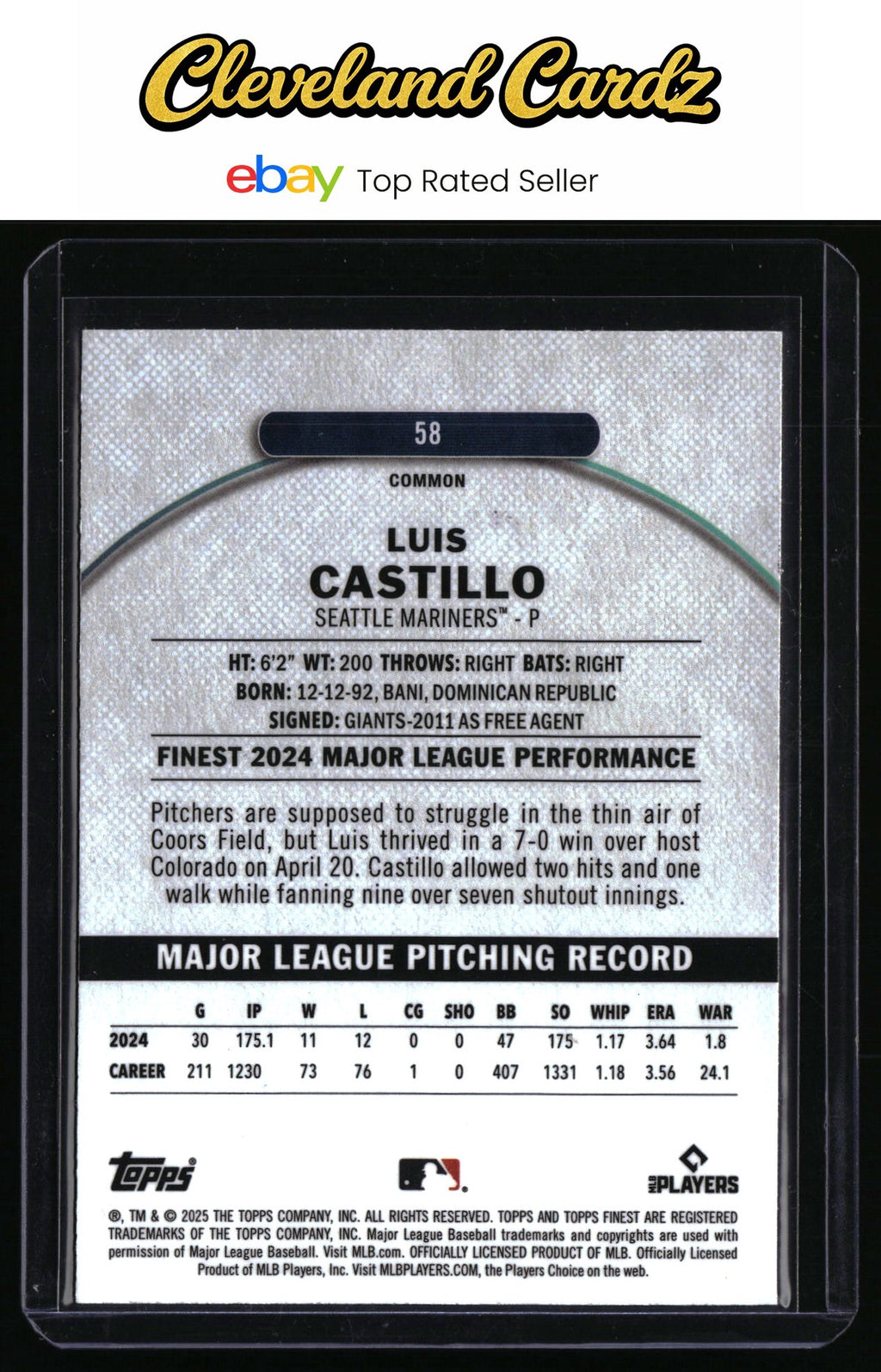 2025 Finest #58 Luis Castillo