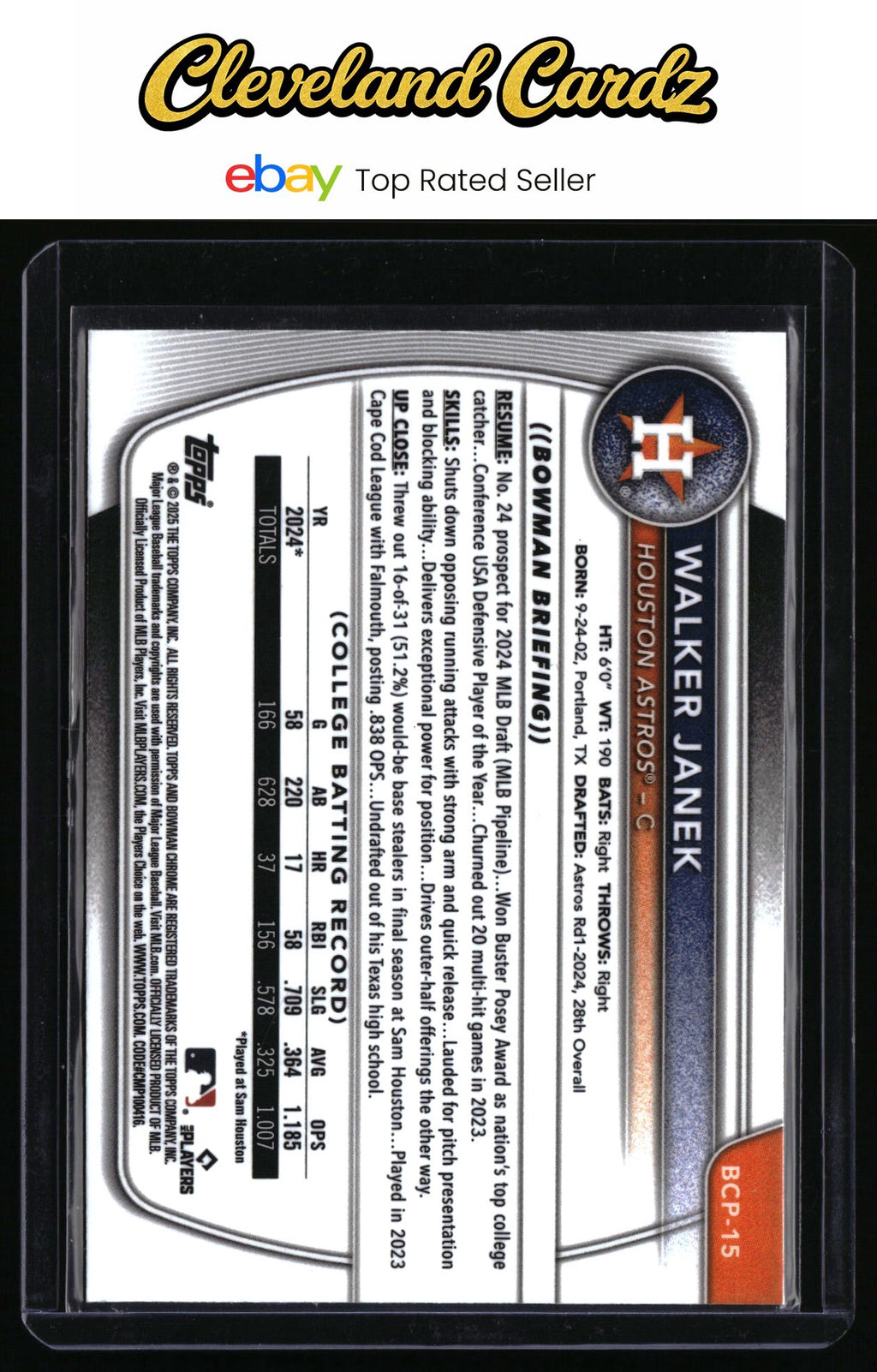2025 Bowman #BCP-15 Walker Janek Chrome Prospects