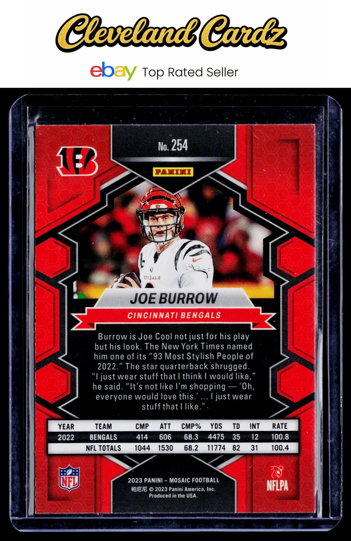 2023 Panini Mosaic #254 Joe Burrow National Pride