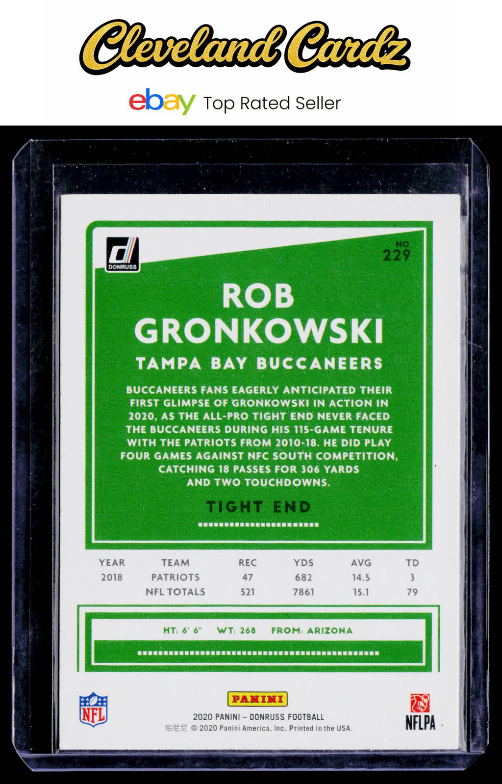 2020 Donruss #229 Rob Gronkowski Press Proof Yellow