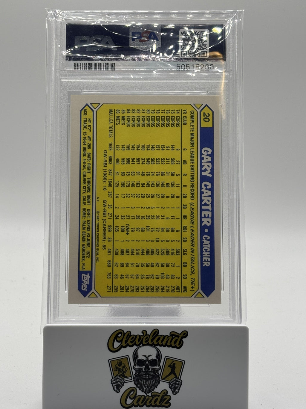 1987 Topps *TIFFANY* #20 Gary Carter PSA 8