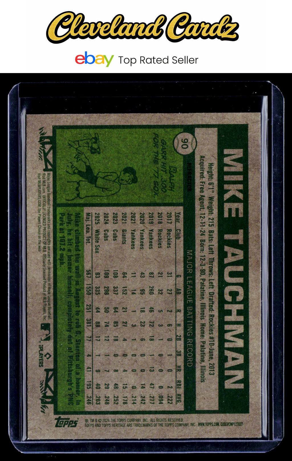 2026 Topps Heritage #90 Mike Tauchman Chrome Refractors
