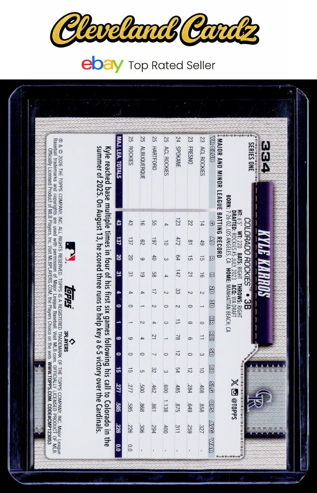 2026 Topps #334 Kyle Karros Holo Foil