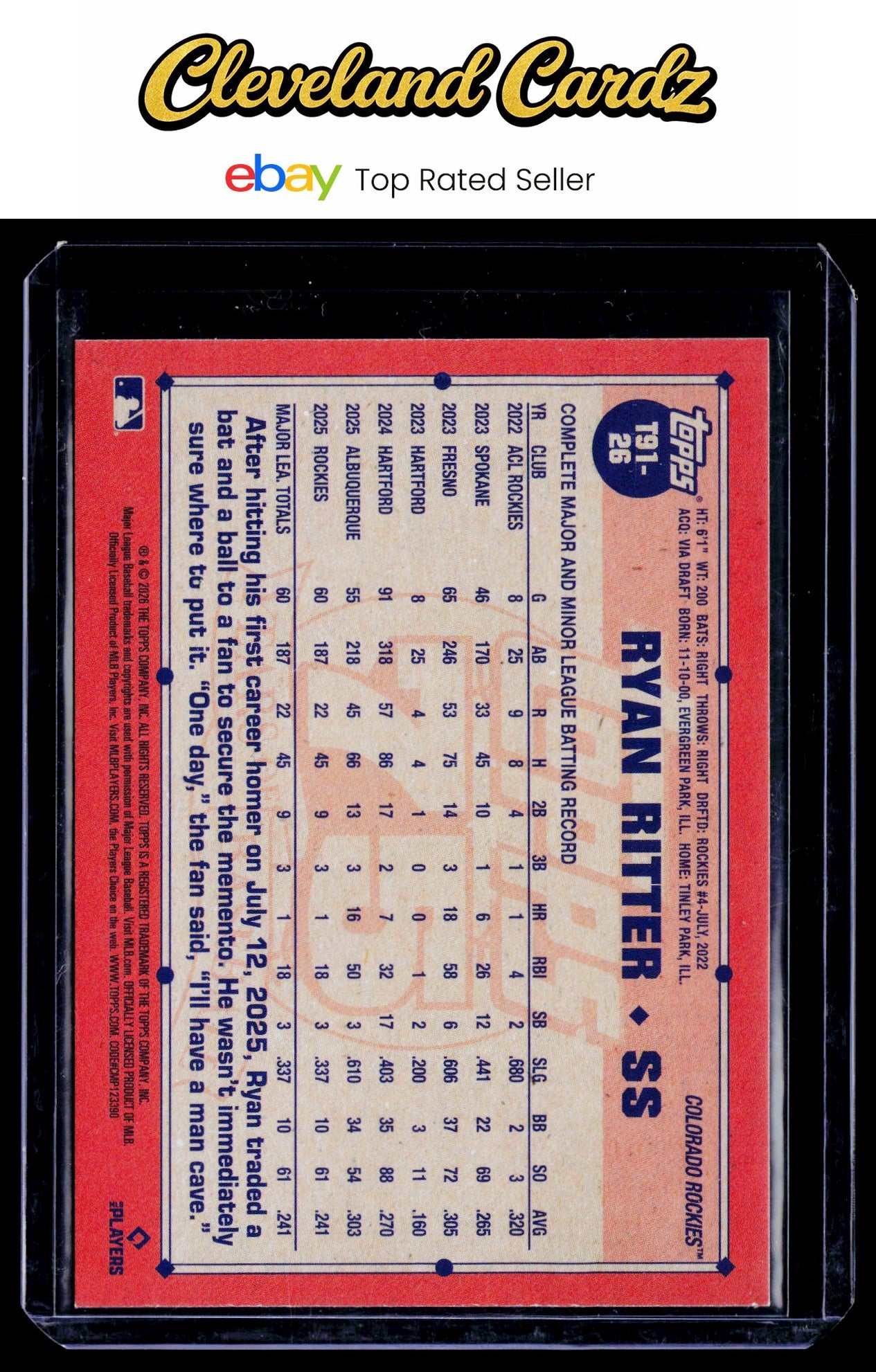 2026 Topps #T91-26 Ryan Ritter 1991 Topps Baseball 35th Anniversary (Series One)