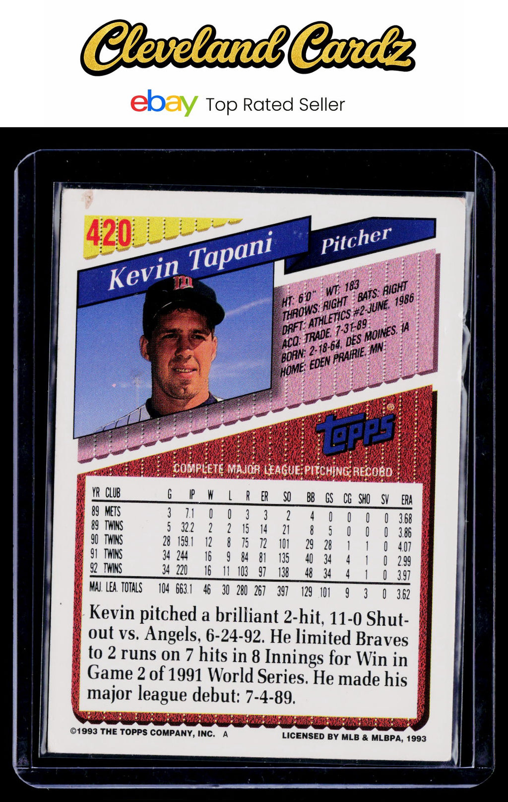 1993 Topps #420 Kevin Tapani *READ*
