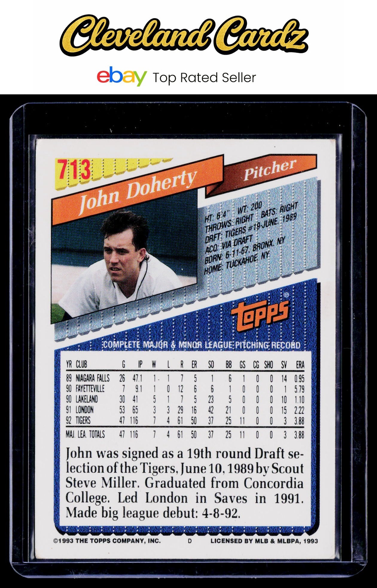 1993 Topps #713 John Doherty *READ*