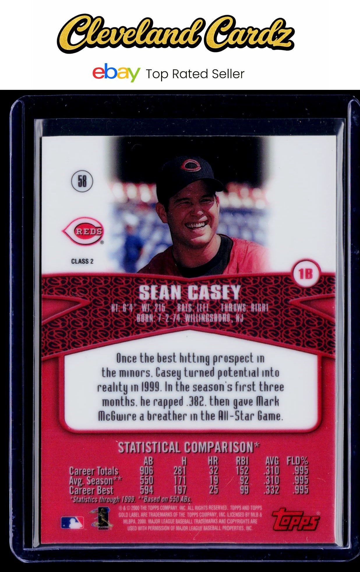 2000 Topps Gold Label #58 Sean Casey Class 2