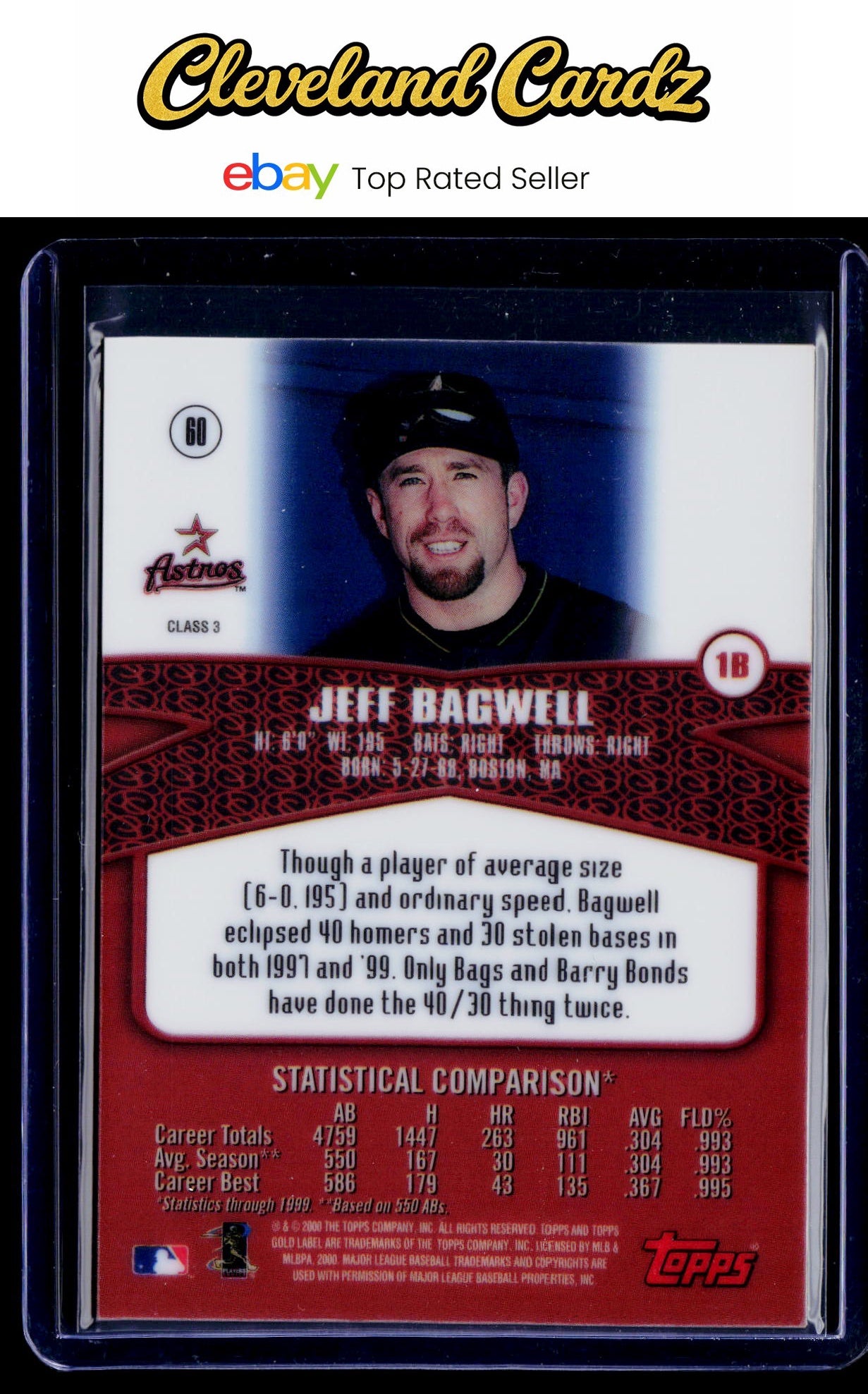 2000 Topps Gold Label #60 Jeff Bagwell Class 3