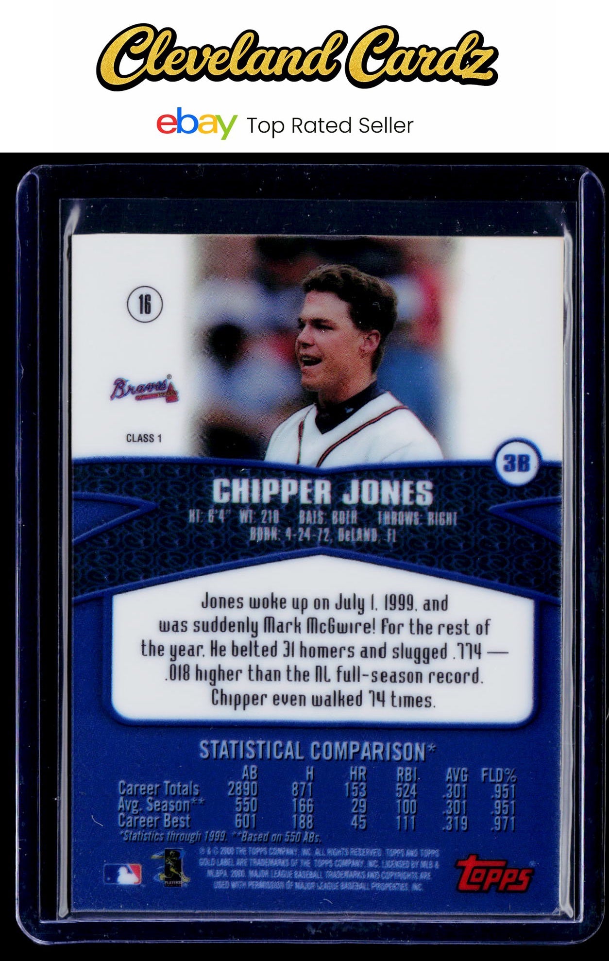 2000 Topps Gold Label #16 Chipper Jones