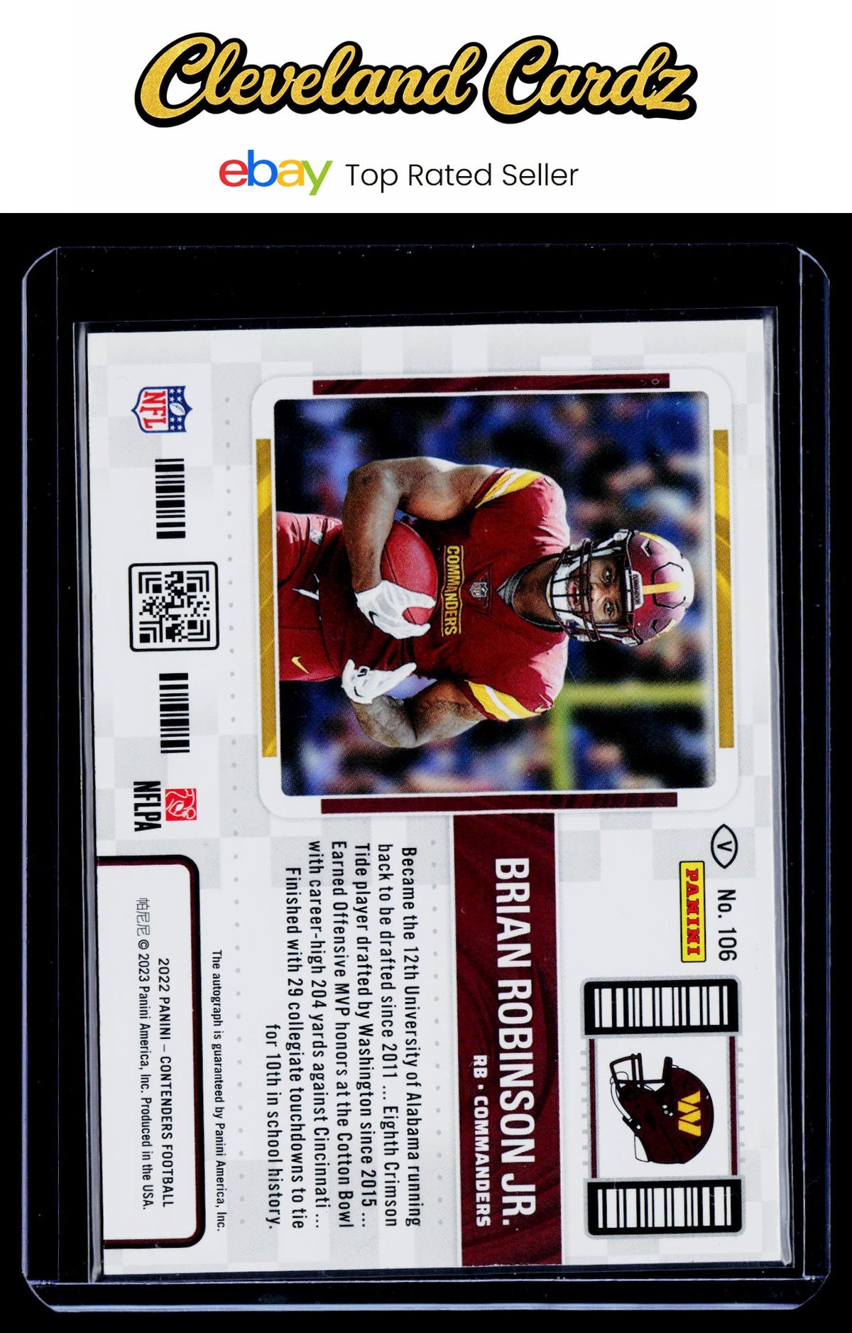 2022 Panini Contenders #106 Brian Robinson Jr. Red Zone Auto RC