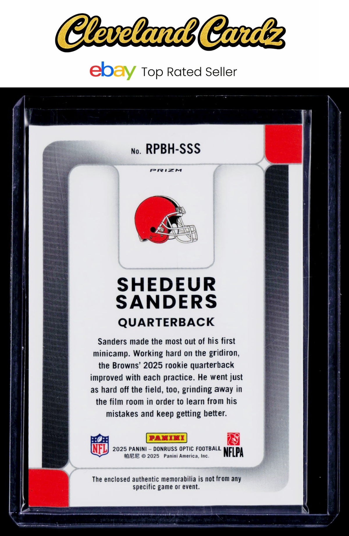 2025 Donruss Optic #RPBH-SSS Shedeur Sanders Rookie Phenoms Blue Hyper RC
