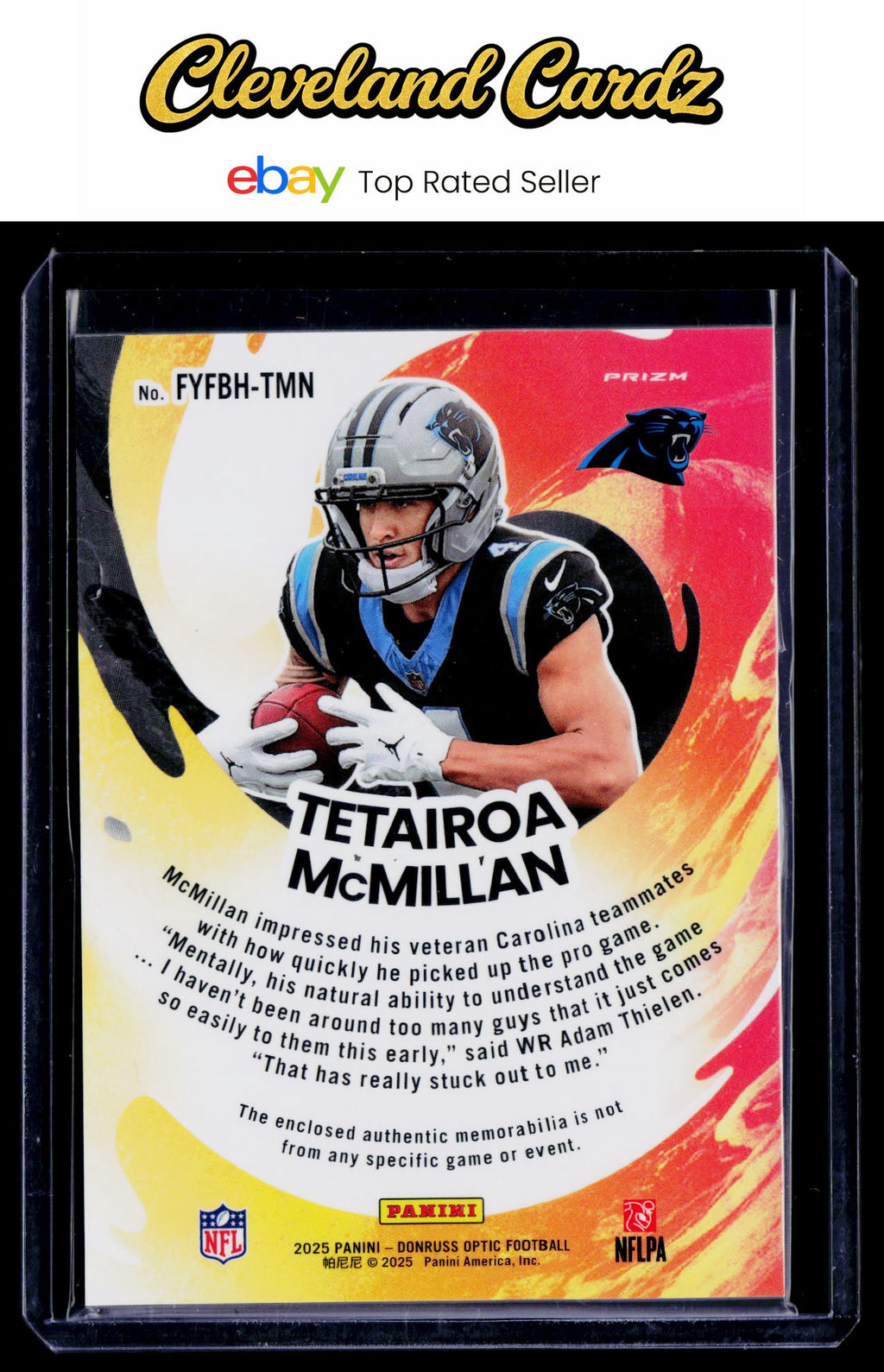 2025 Donruss Optic #FYFBH-TMN Tetairoa McMillan First Year Fresh Blue Hyper RC