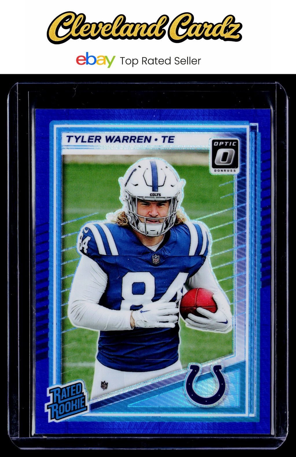 2025 Donruss Optic #234 Tyler Warren Blue Hyper Rated Rookie RC