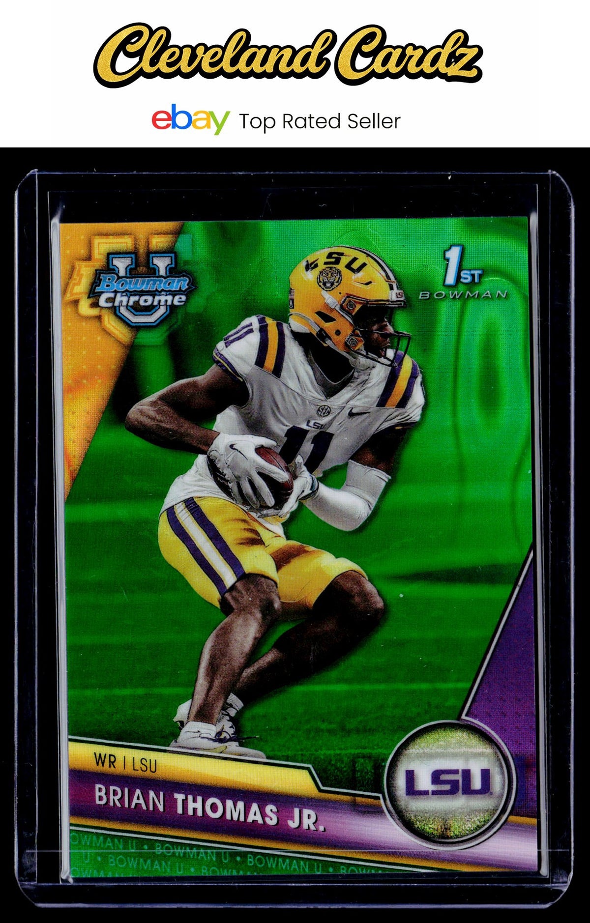 2023 Bowman University Chrome #8 Brian Thomas Jr. Green Lava Refractor #/99