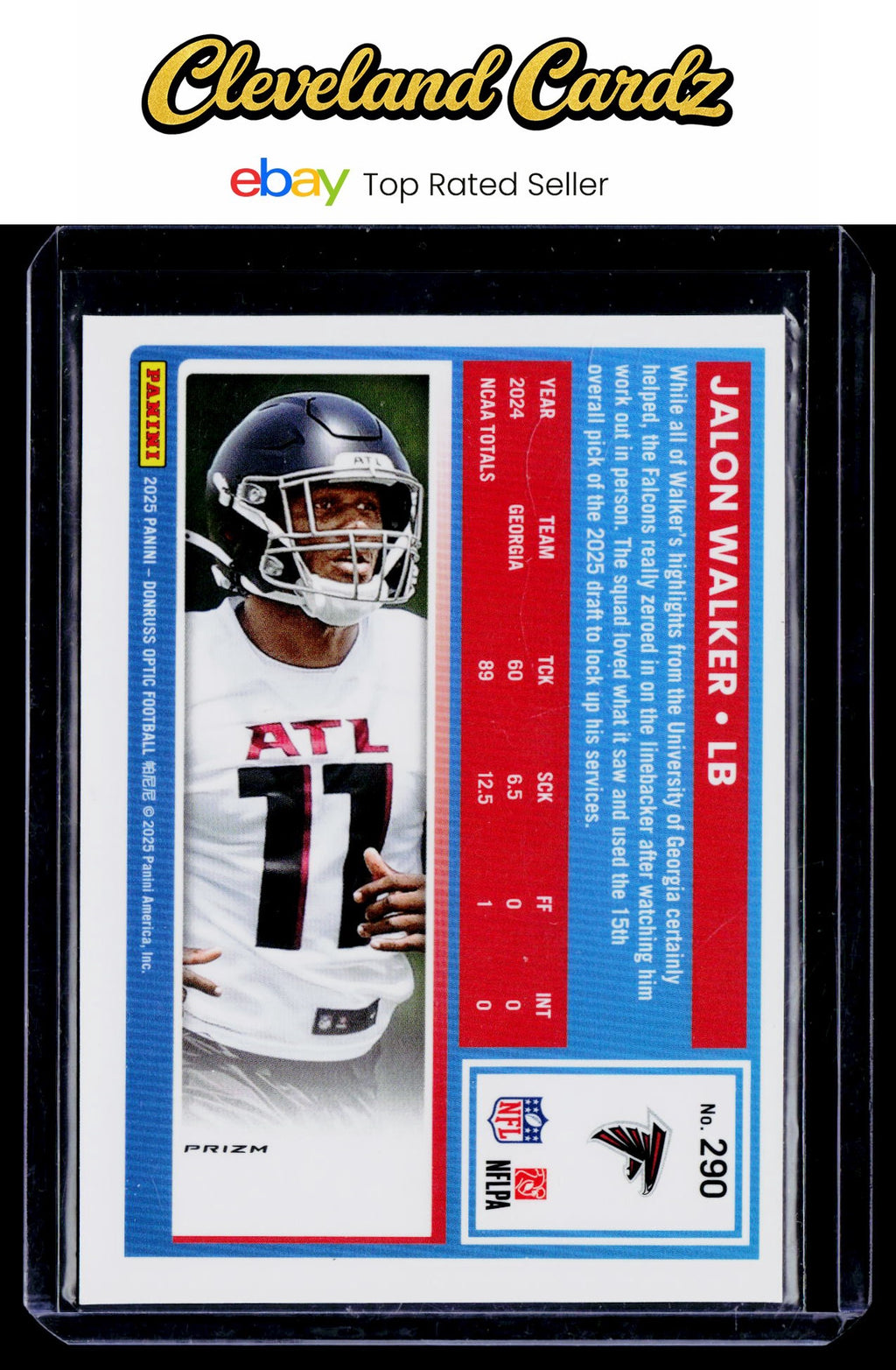 2025 Donruss Optic #290 Jalon Walker Teal Velocity Rated Rookie RC