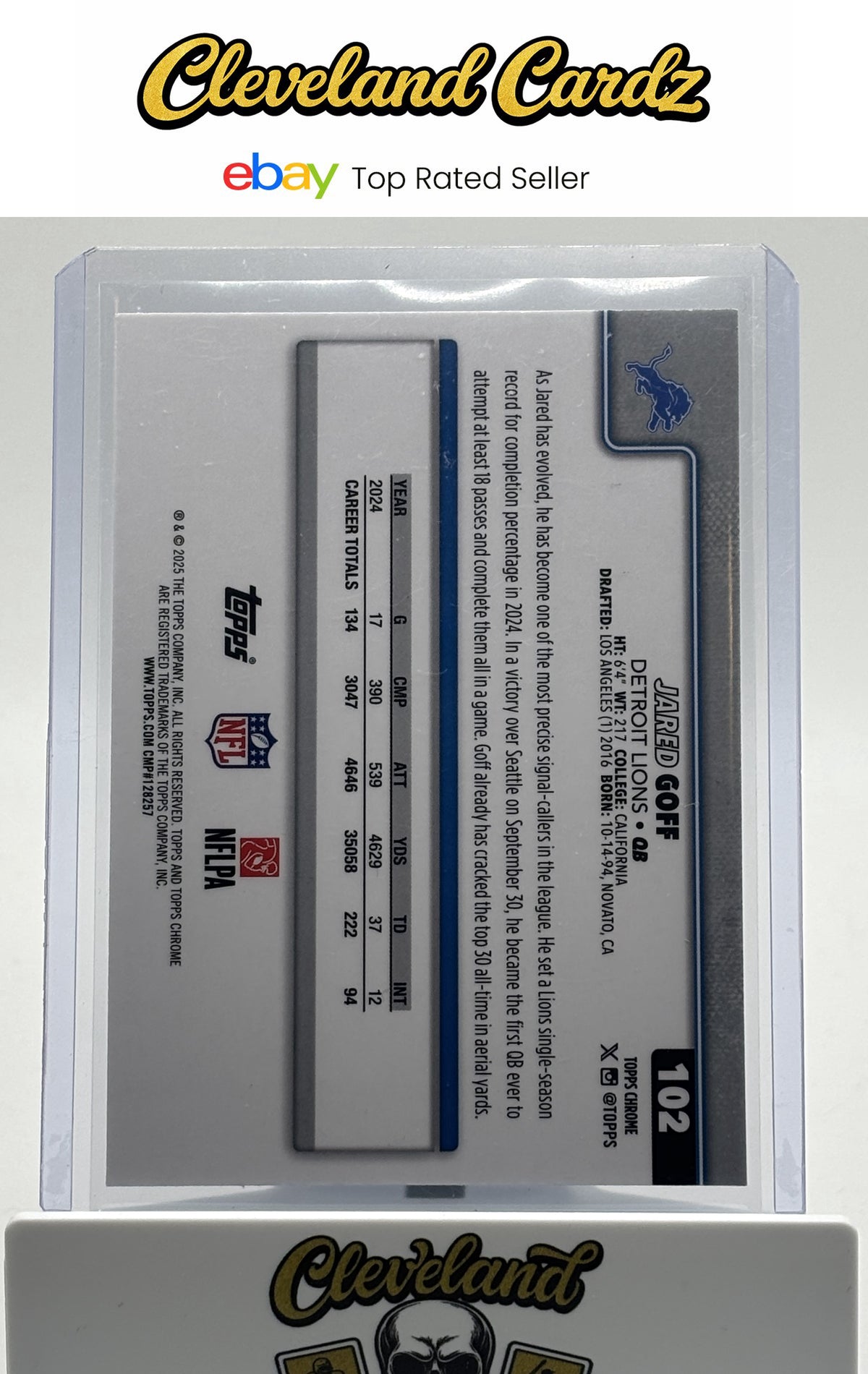 2025 Topps Chrome Football #102 Jared Goff Silver Pulsar