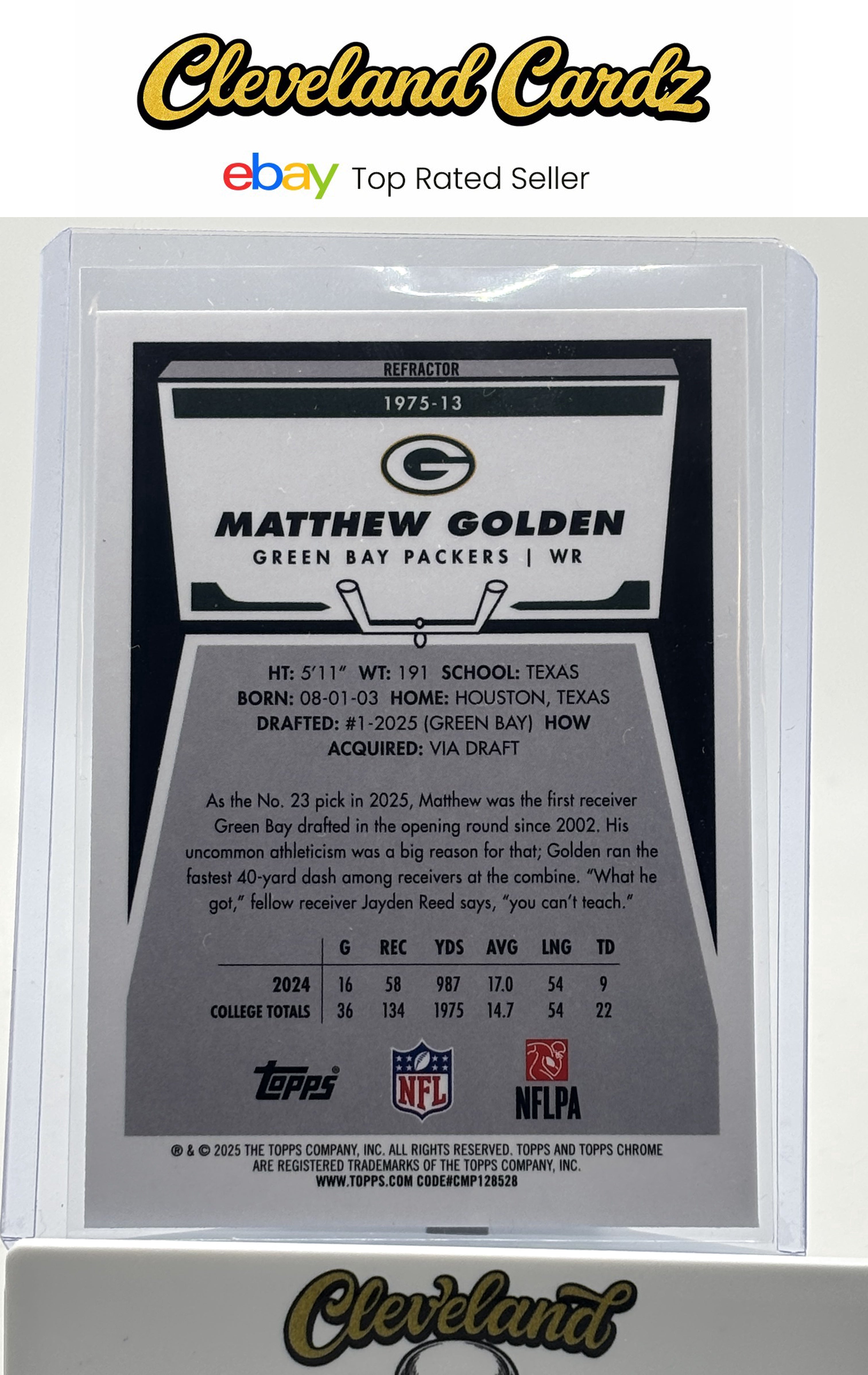 2025 Topps Chrome Football #1975-13 Matthew Golden 1975 Refractor