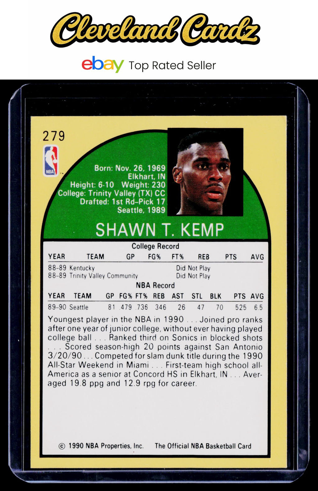 1990-91 Hoops #279 Shawn Kemp RC
