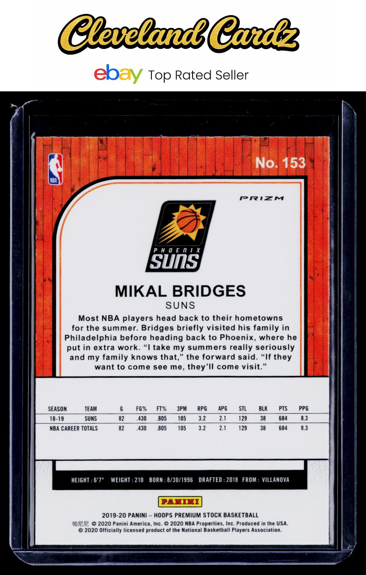 2019-20 Hoops Premium Stock #153 Mikal Bridges Prizms Silver