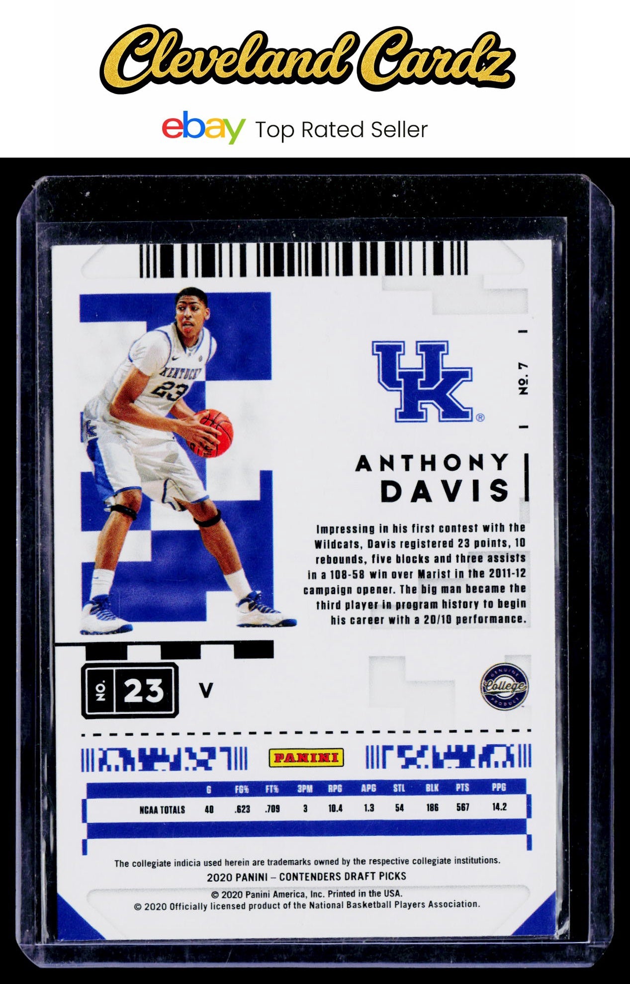 2020 Panini Contenders Draft Picks #7 Anthony Davis Game Ticket Green Explosion