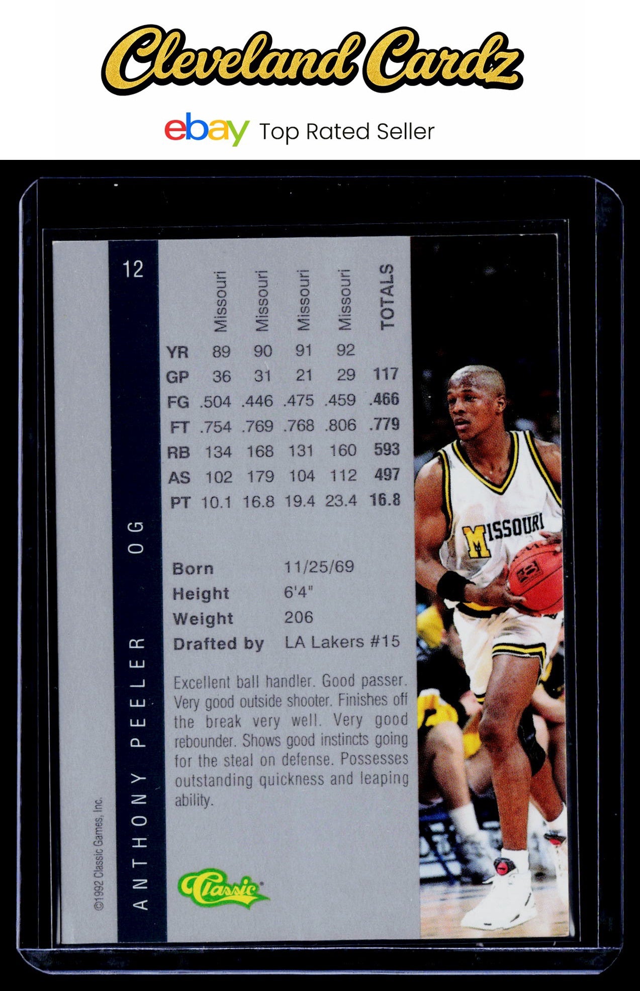 1992 Classic Four Sport #12 Anthony Peeler