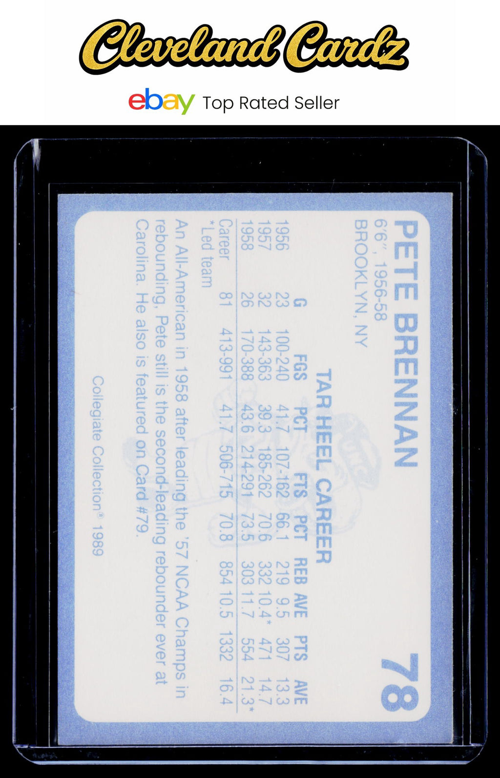 1989 Collegiate Collection North Carolina's Finest #78a Pete Brennan
