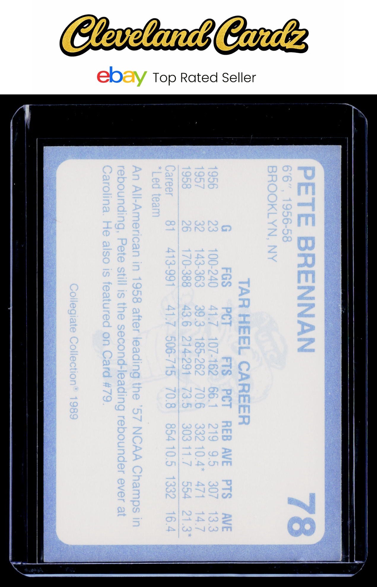 1989 Collegiate Collection North Carolina's Finest #78a Pete Brennan