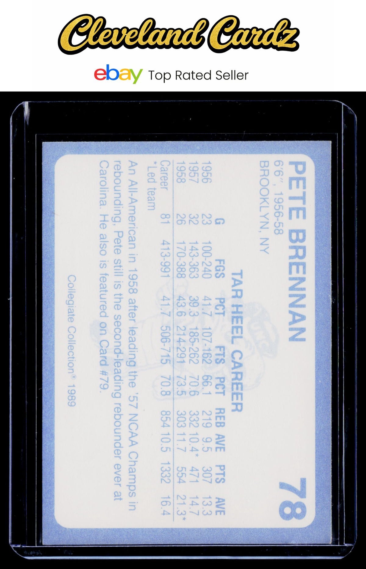 1989 Collegiate Collection North Carolina's Finest #78a Pete Brennan