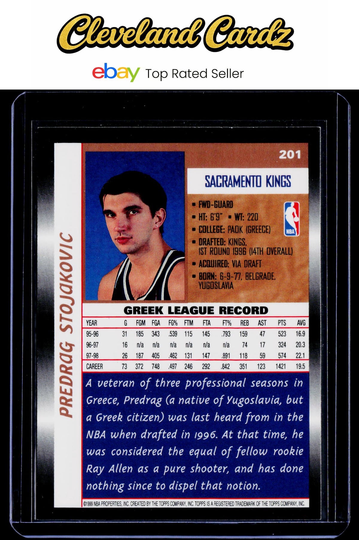 1998-99 Topps #201 Predrag Stojakovic RC