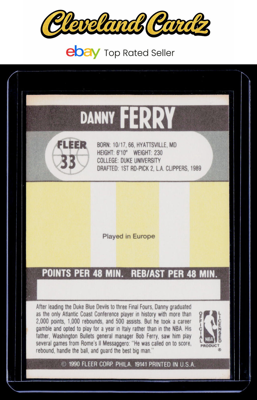 1990-91 Fleer #33 Danny Ferry RC