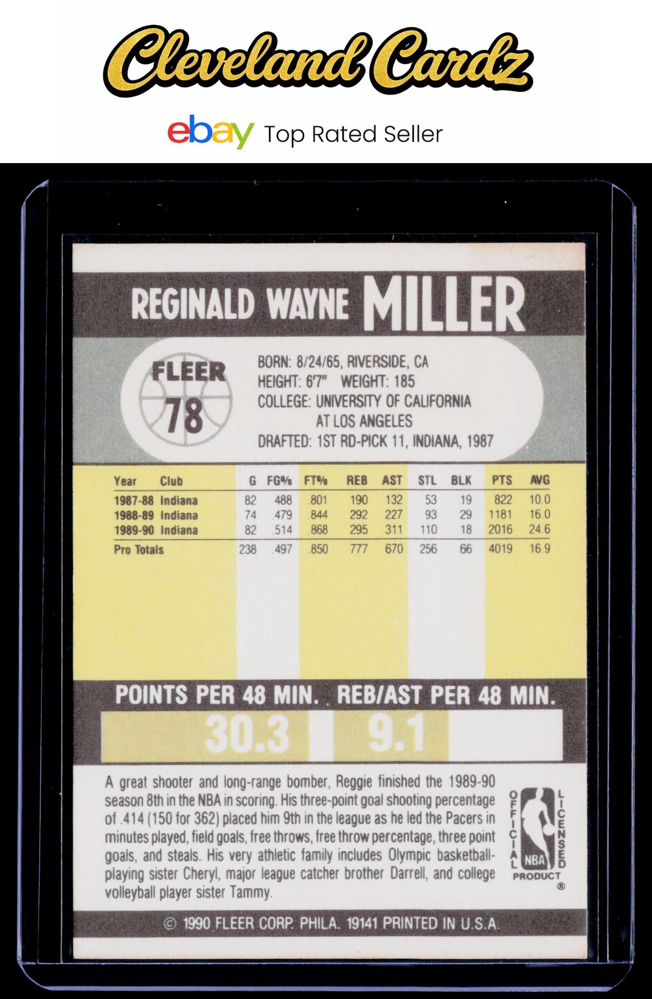 1990-91 Fleer #78 Reggie Miller