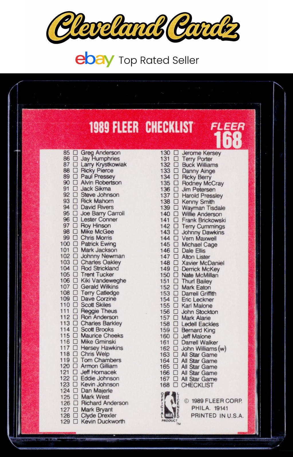 1989-90 Fleer #168 1989 Fleer Checklist