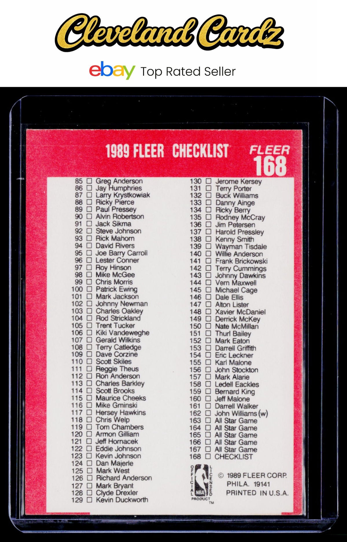 1989-90 Fleer #168 1989 Fleer Checklist