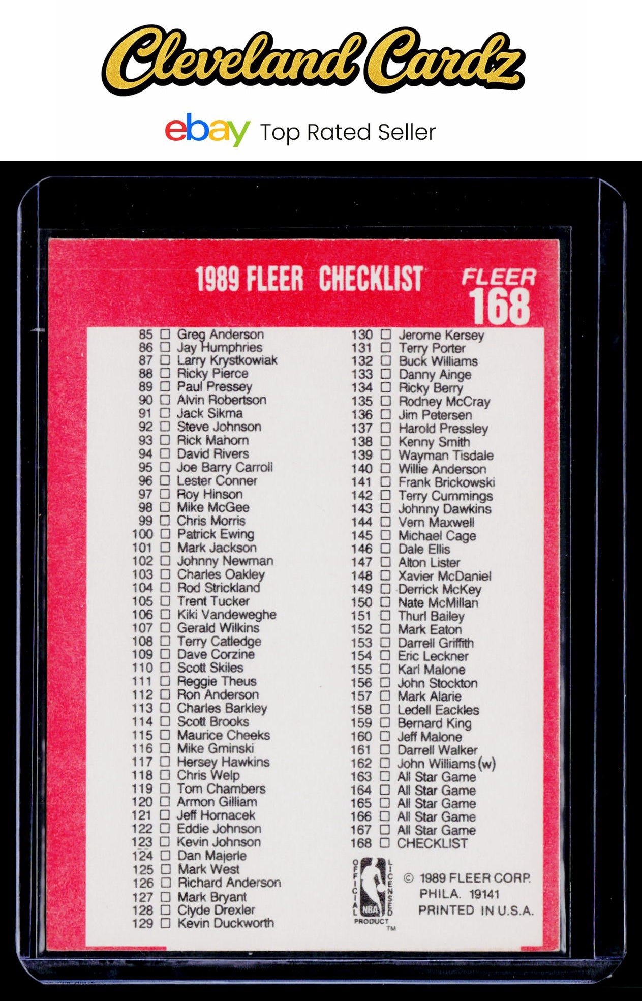 1989-90 Fleer #168 1989 Fleer Checklist
