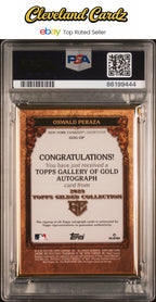 2023 Topps Gilded Collect. Gallery Of Gold Auto #GOGOP Oswald Peraza #/50 PSA 9