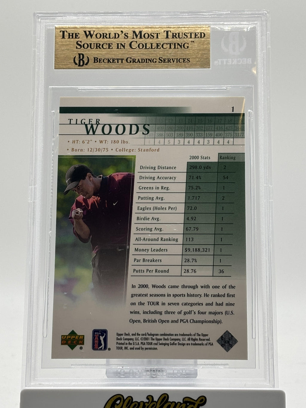 2001 Upper Deck #1 Tiger Woods BGS 9.5 Rookie Card