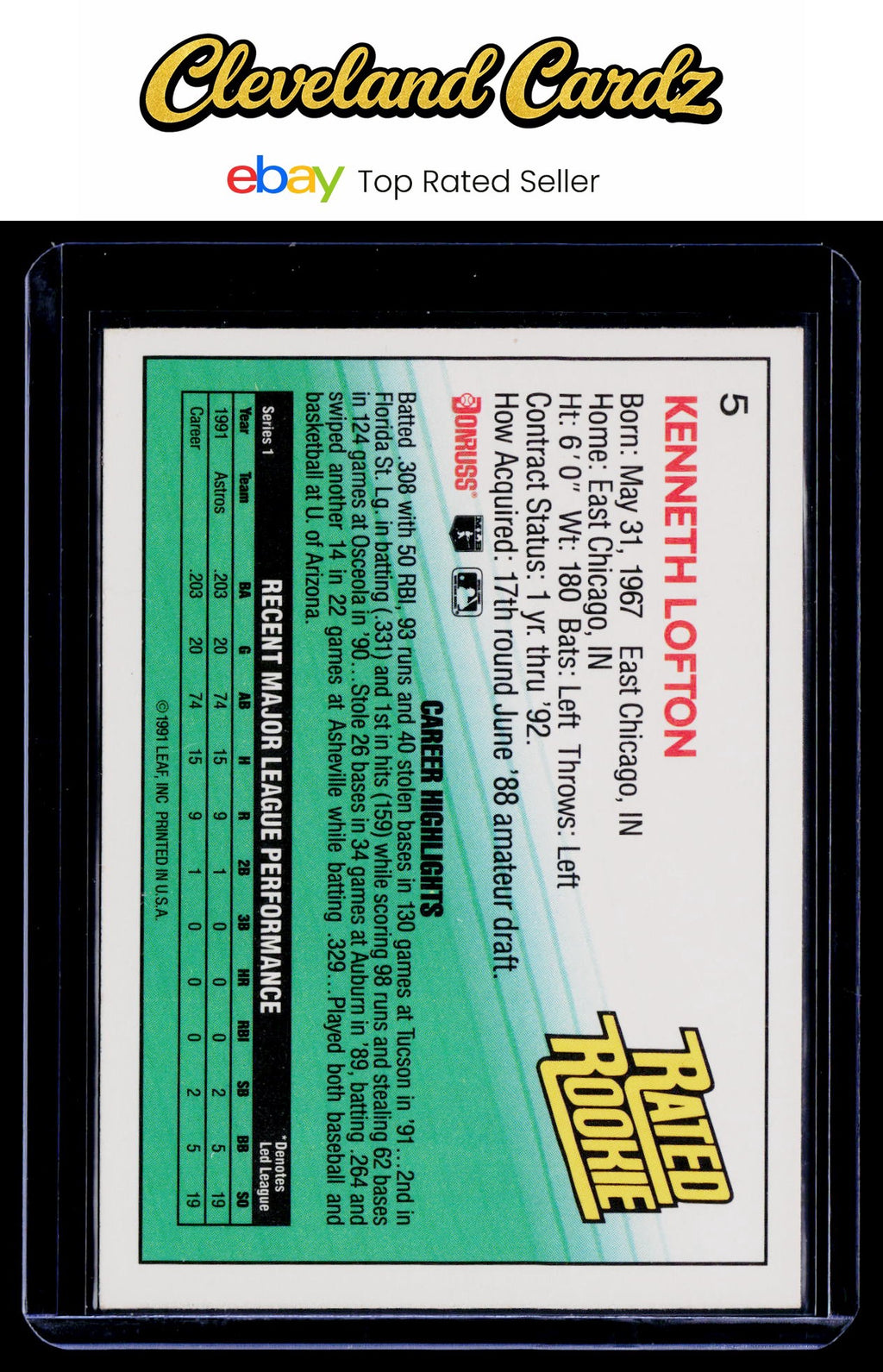 1992 Donruss #5 Kenny Lofton