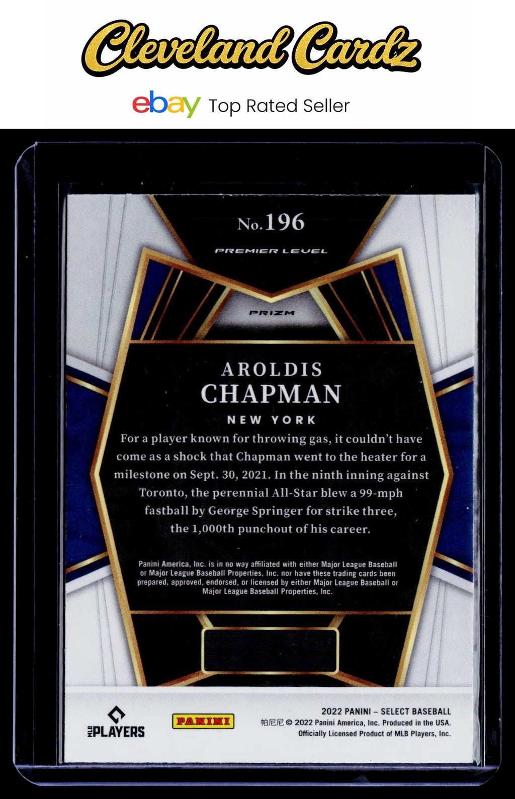 2022 Panini Select #196 Aroldis Chapman Scope
