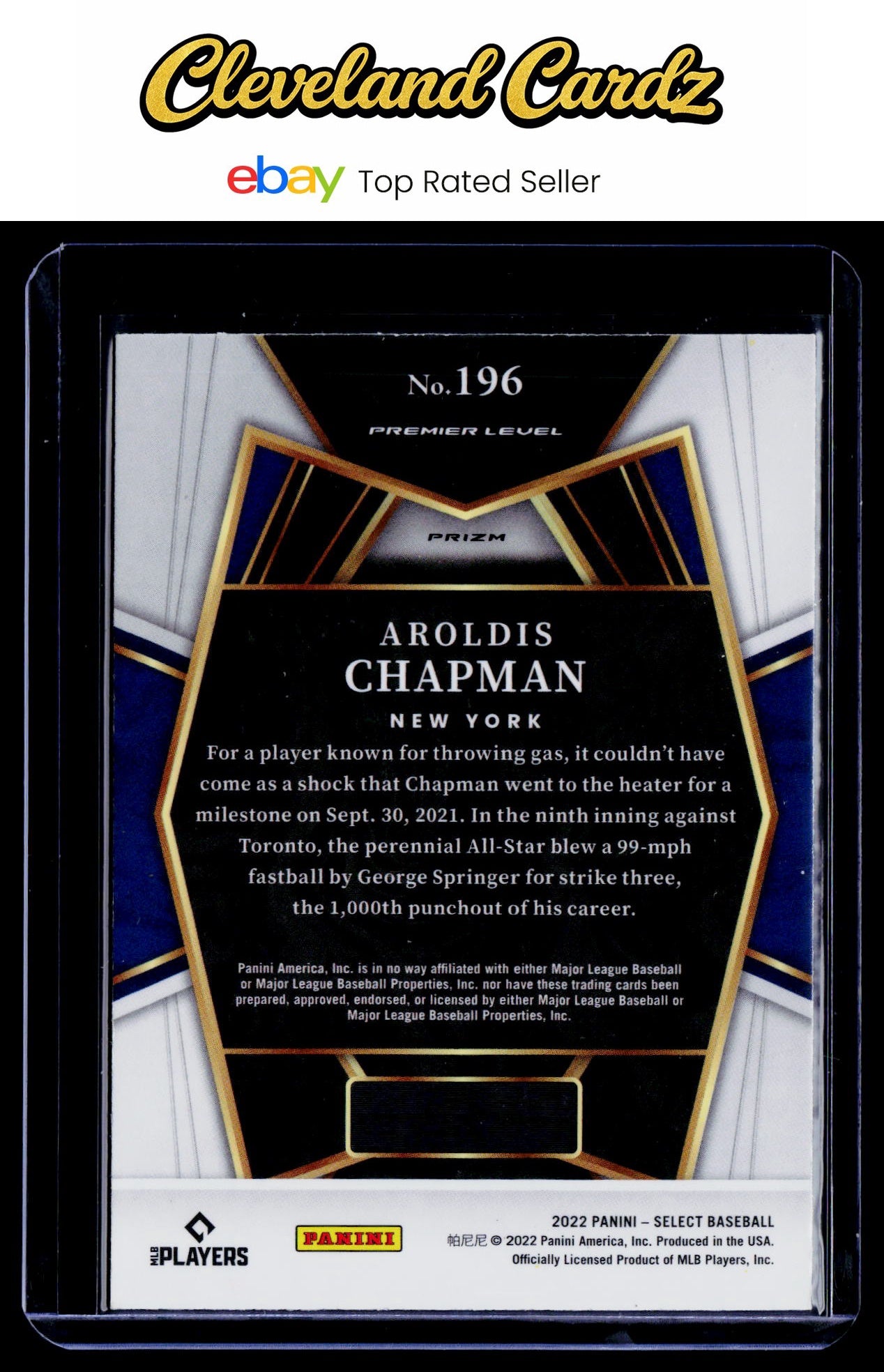 2022 Panini Select #196 Aroldis Chapman Scope
