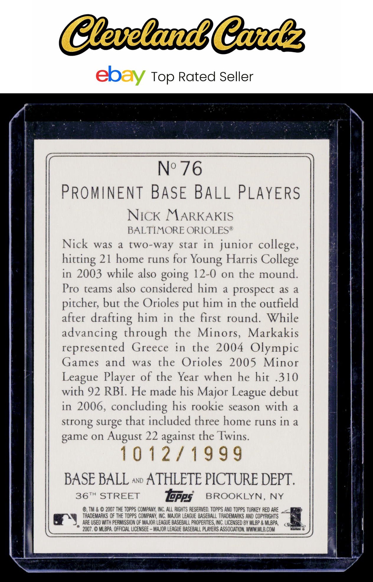 2007 Topps Turkey Red #76 Nick Markakis Chrome #/1999