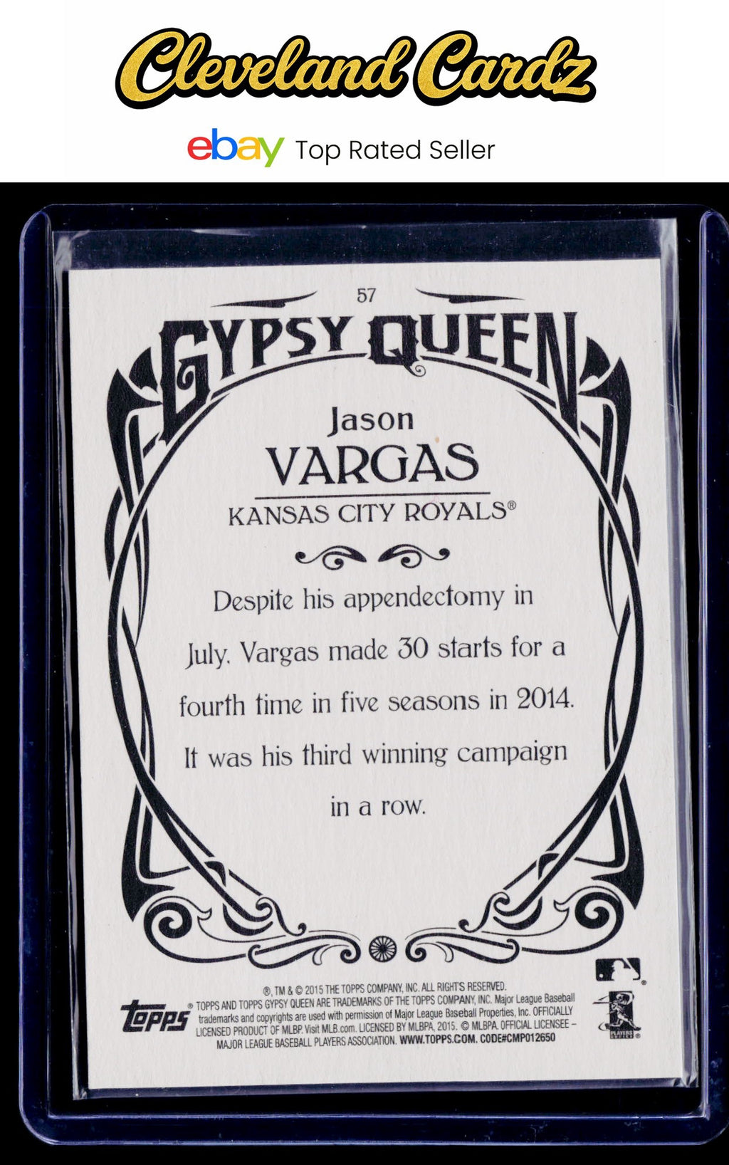 2015 Topps Gypsy Queen #57 Jason Vargas Paper Frame White