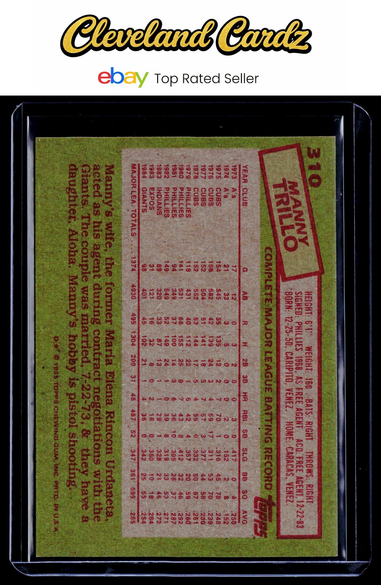 1985 Topps #310 Manny Trillo