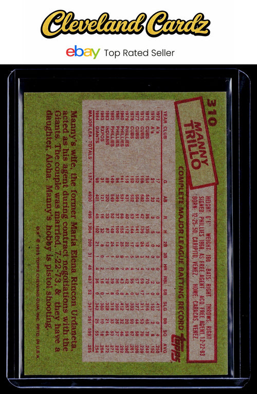 1985 Topps #310 Manny Trillo
