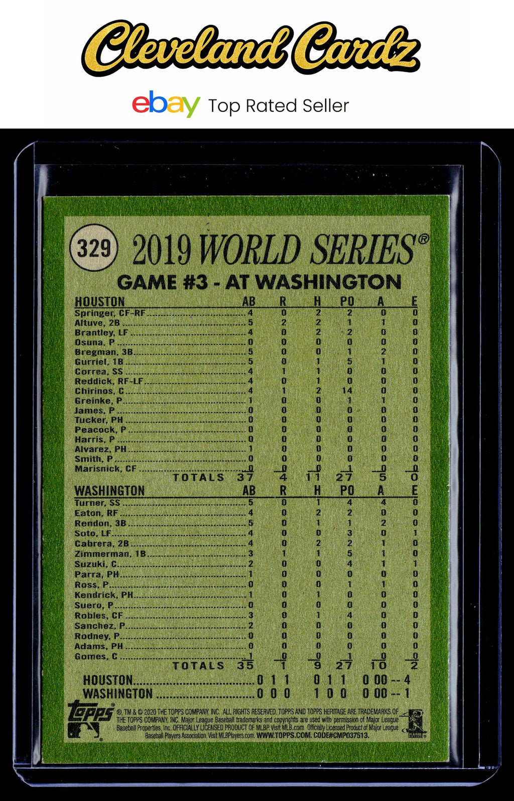 2020 Topps Heritage #329 2019 World Series: Greinke Holds Washington to One Run!