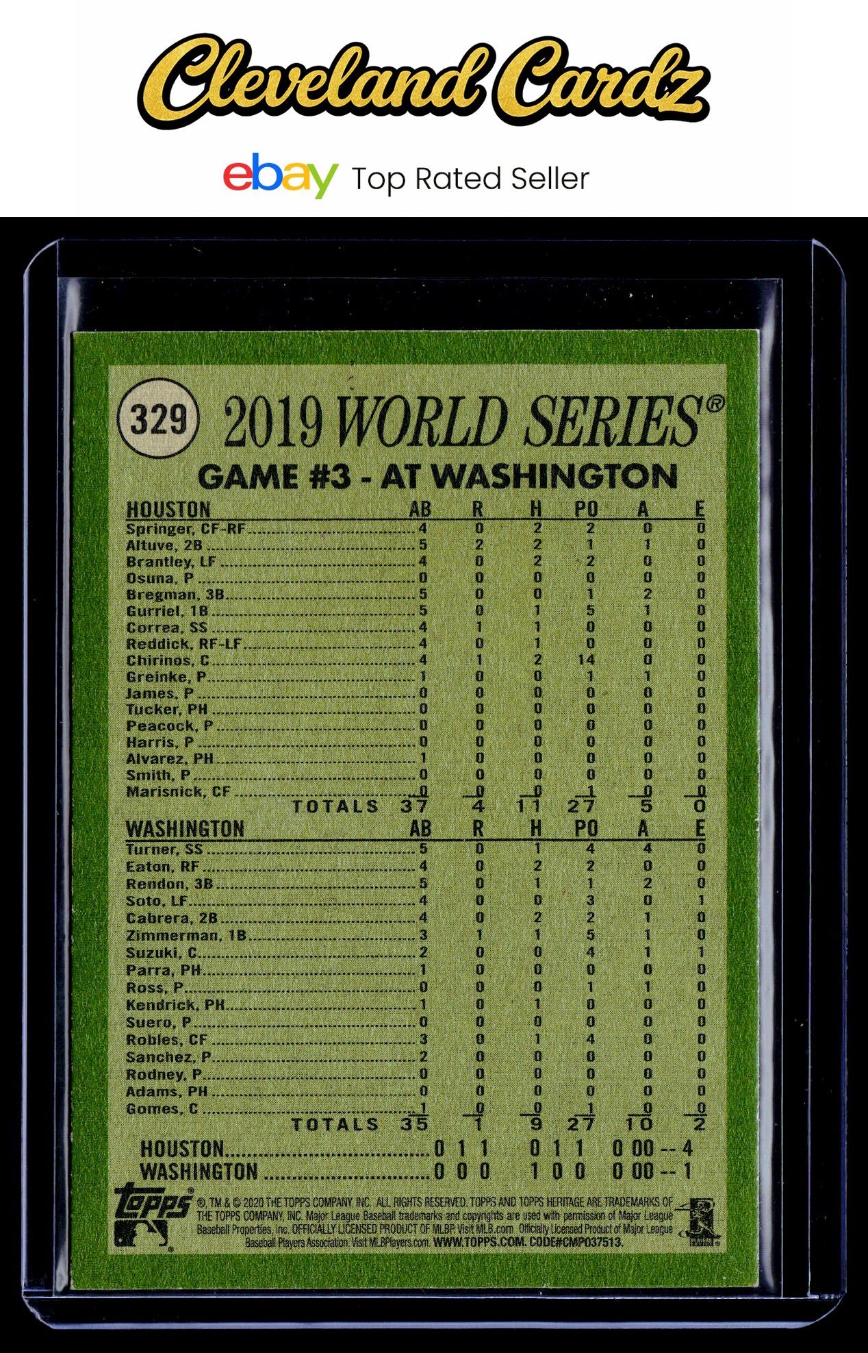 2020 Topps Heritage #329 2019 World Series: Greinke Holds Washington to One Run!