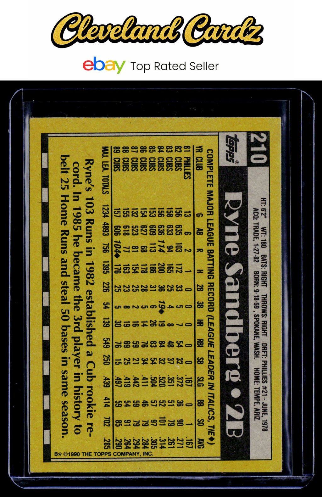 1990 Topps #210 Ryne Sandberg