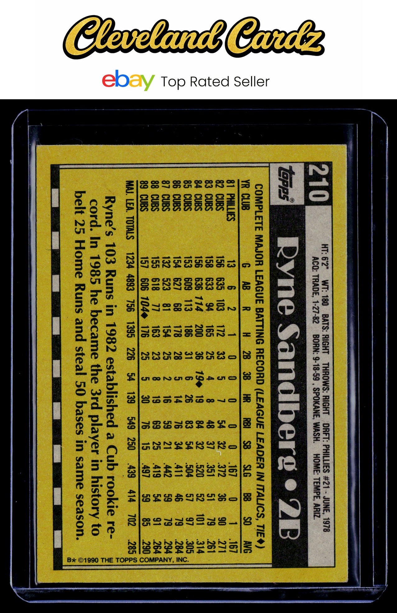1990 Topps #210 Ryne Sandberg